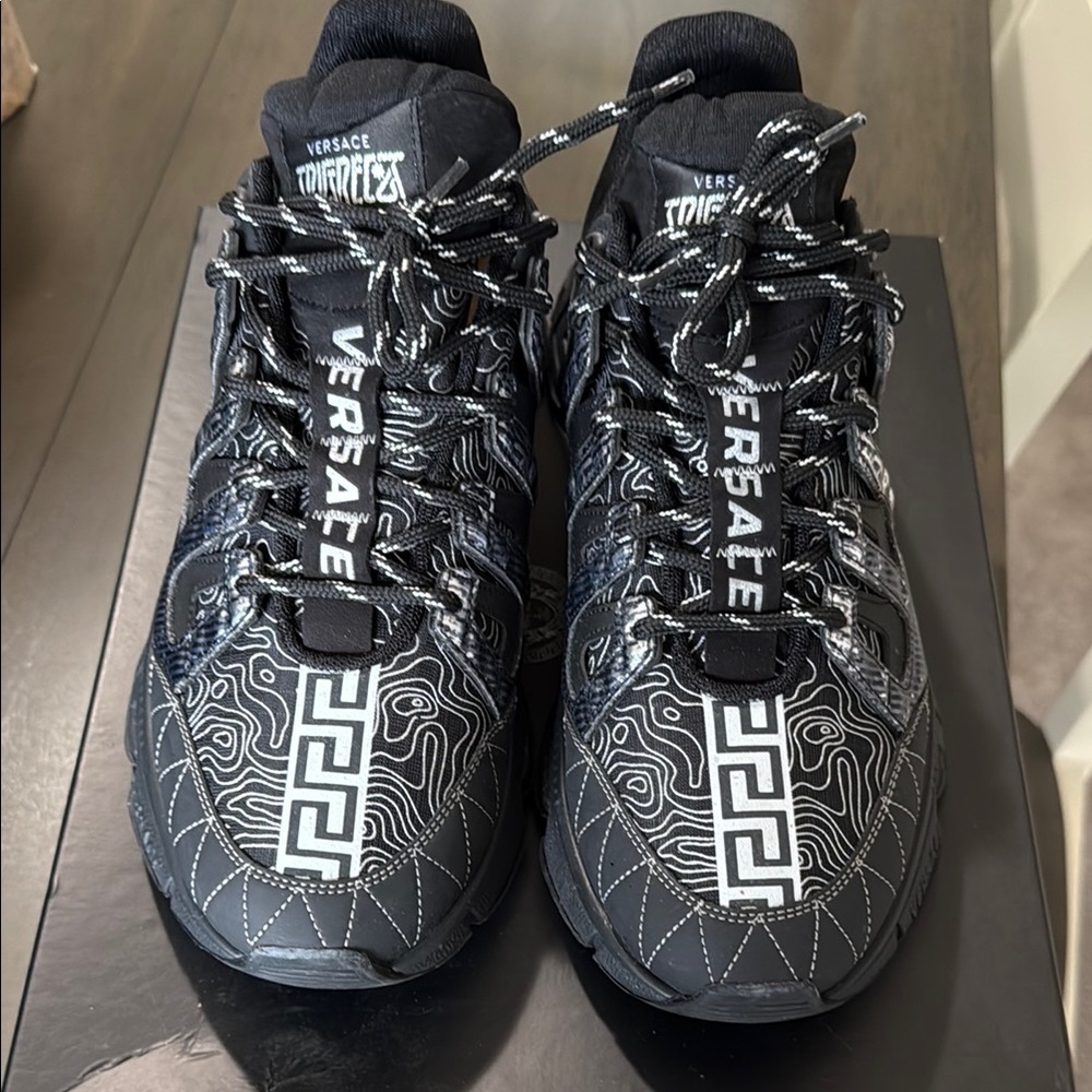 Versace Black Geometric Sneakers Modern Design